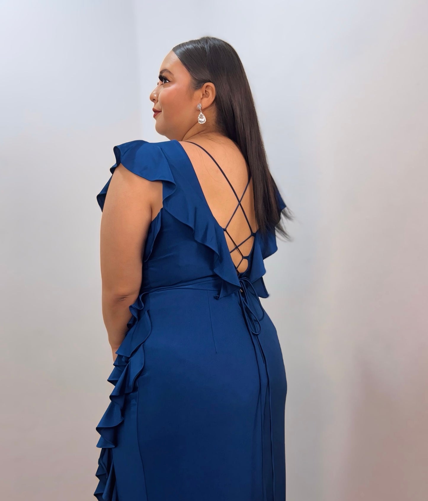 Vestido azul escote