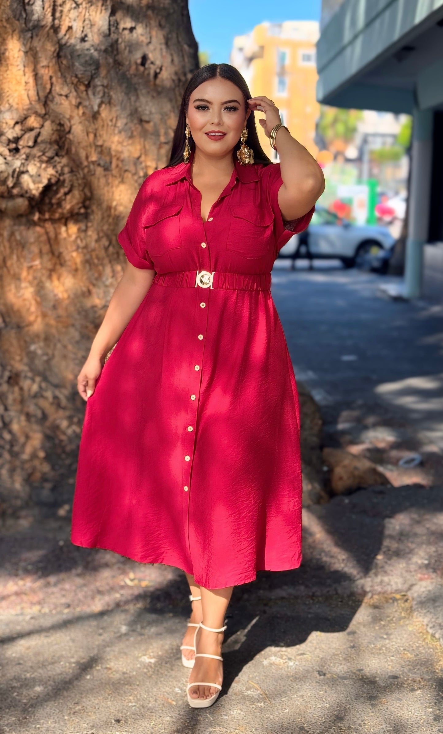 Vestido rojo con cinto