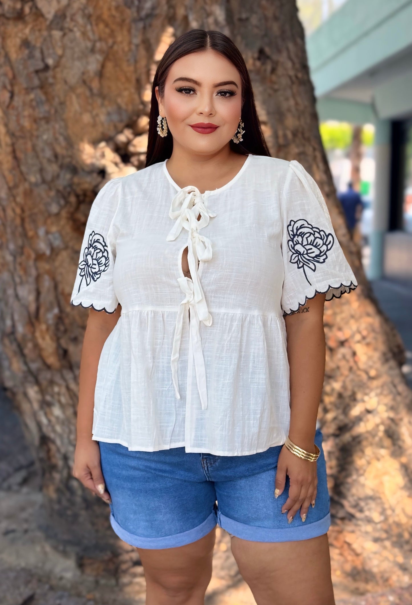 Blusa blanca bordado