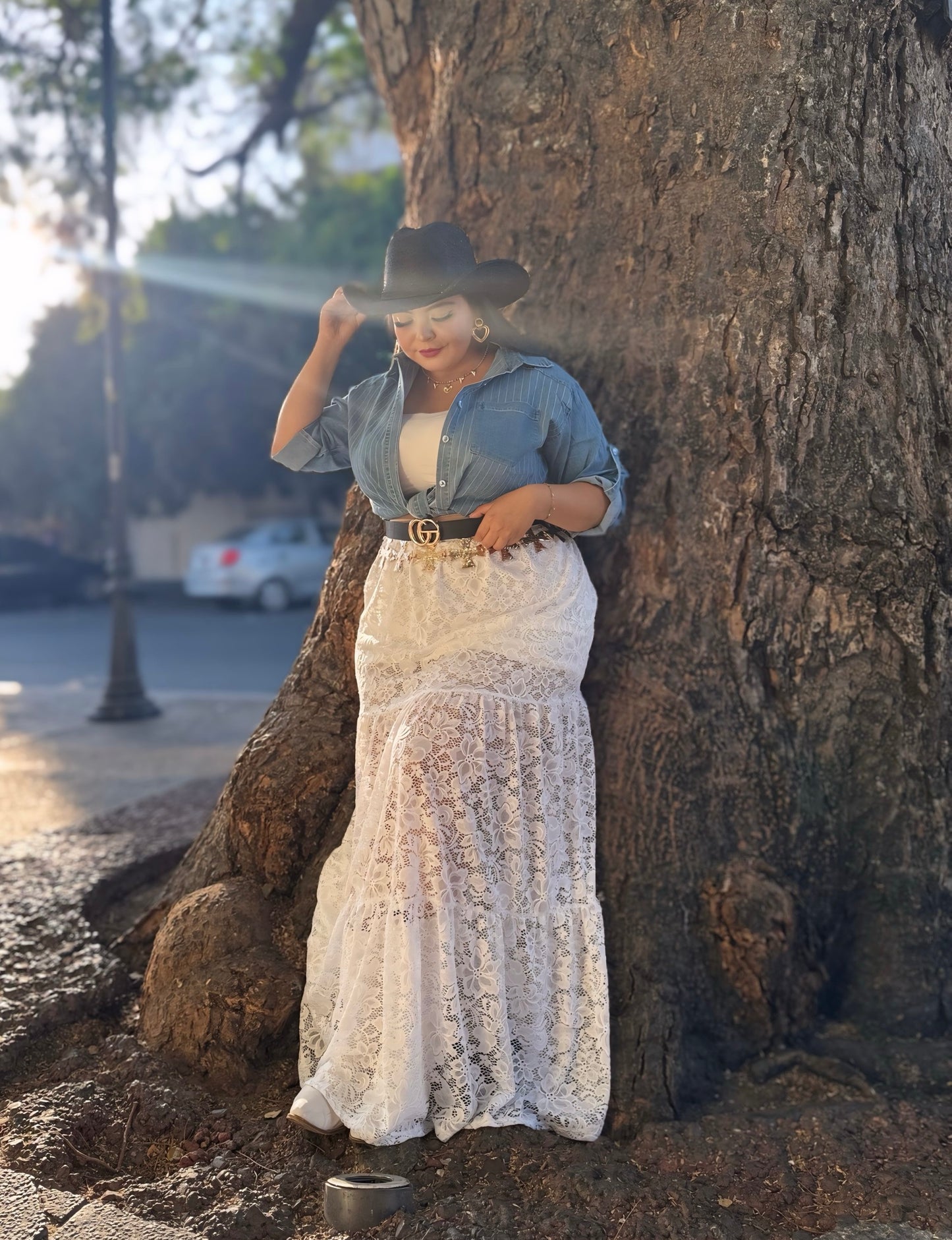 Falda encaje blanca