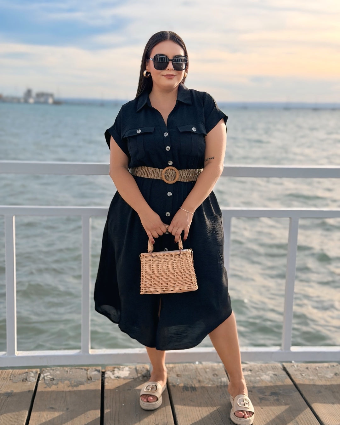 Vestido Negro con cinto