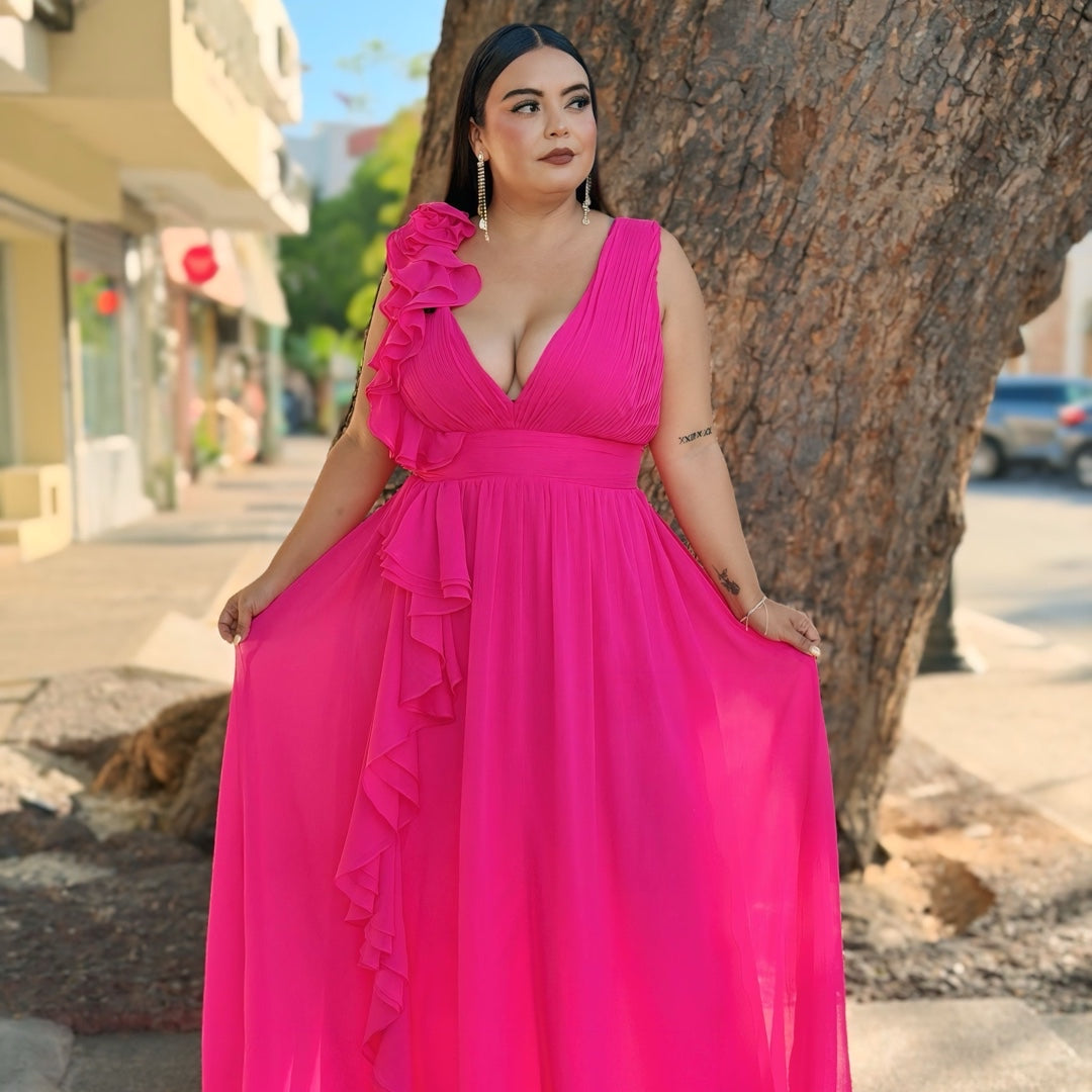 Vestido noche rosa