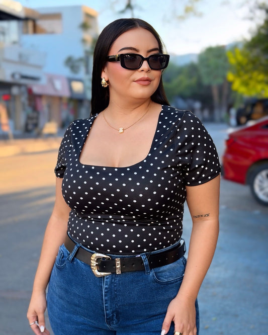 Blusa lunares - negra