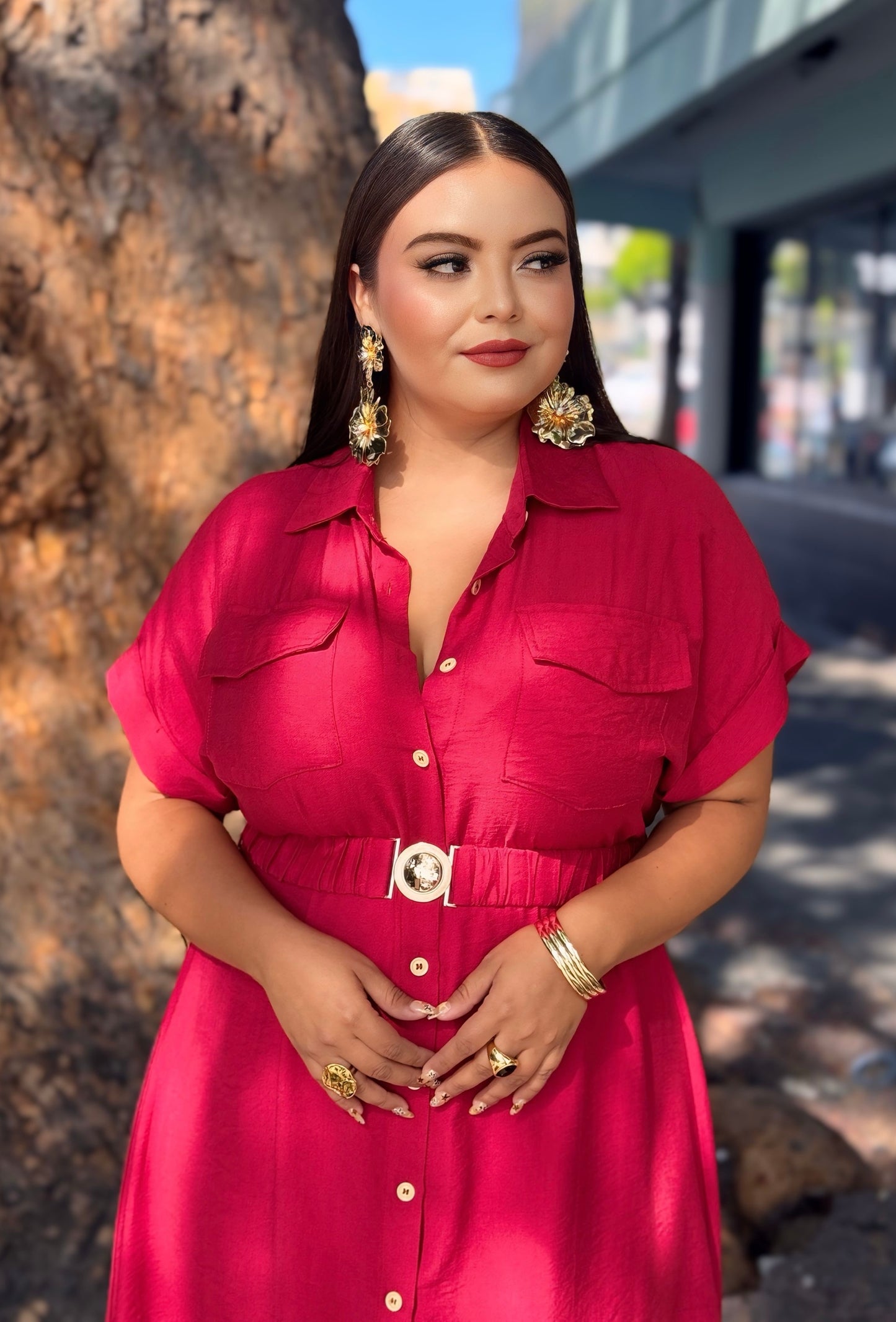 Vestido rojo con cinto