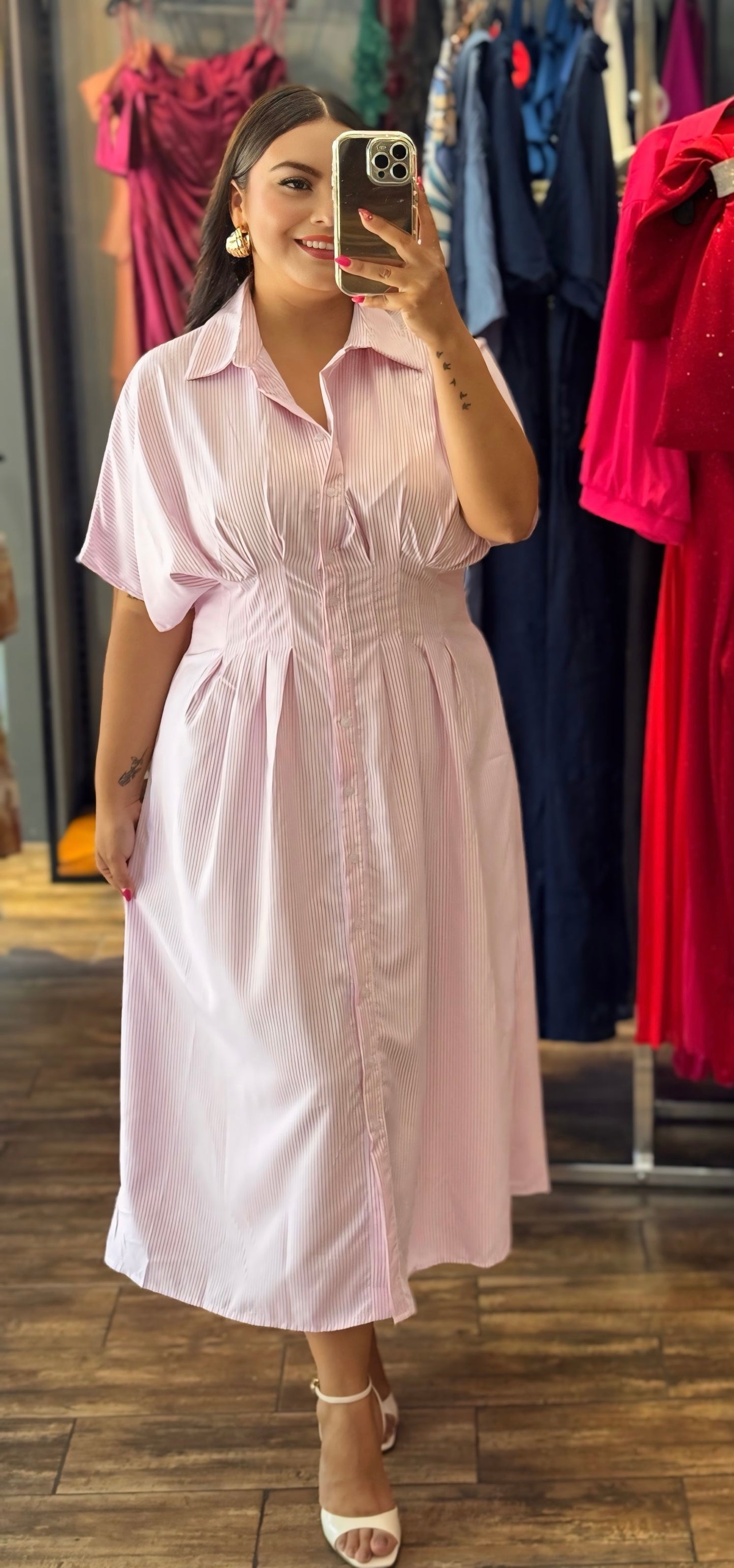 Vestido rayas rosa