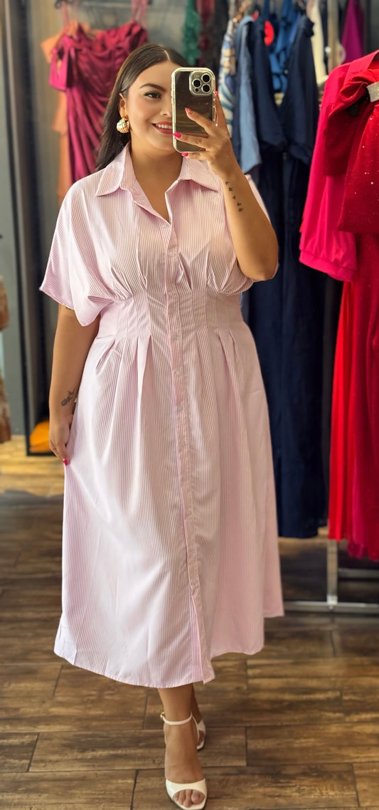 Vestido rayas rosa