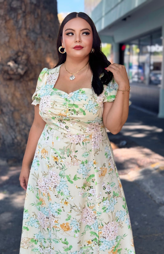 Vestido verde flores