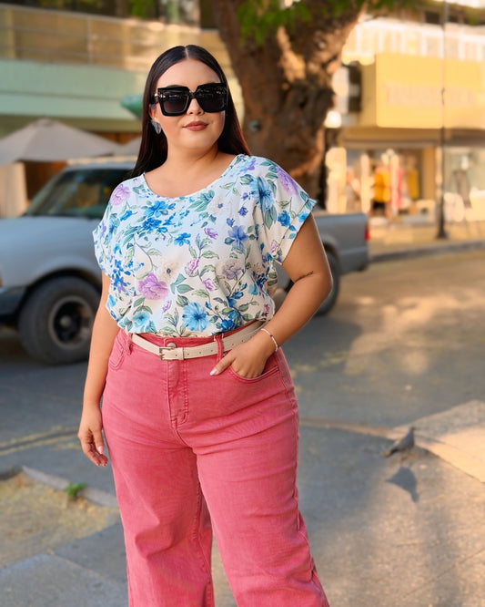 Blusa Flores blanca