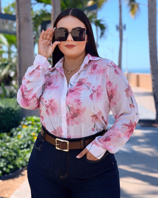 Camisa gasa rosa