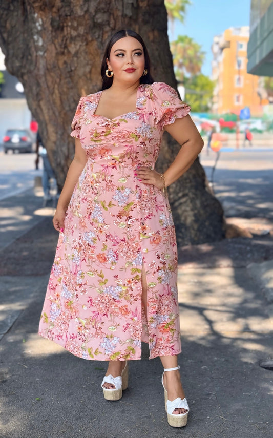 Vestido rosa flores
