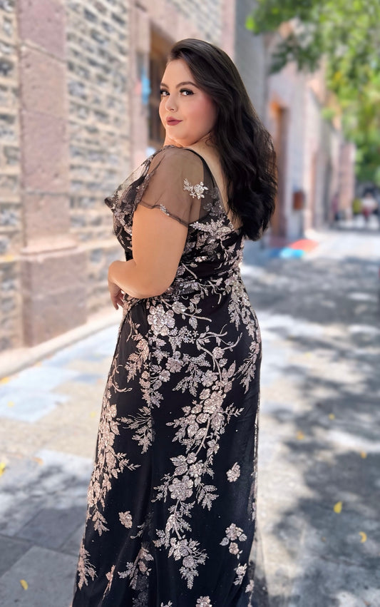 Vestido negro rosegold