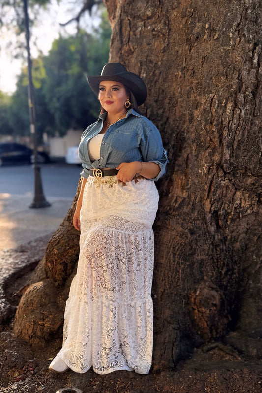 Falda encaje blanca
