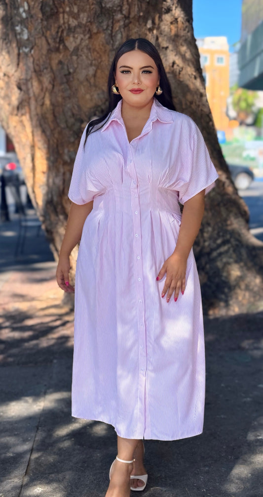 Vestido rayas rosa
