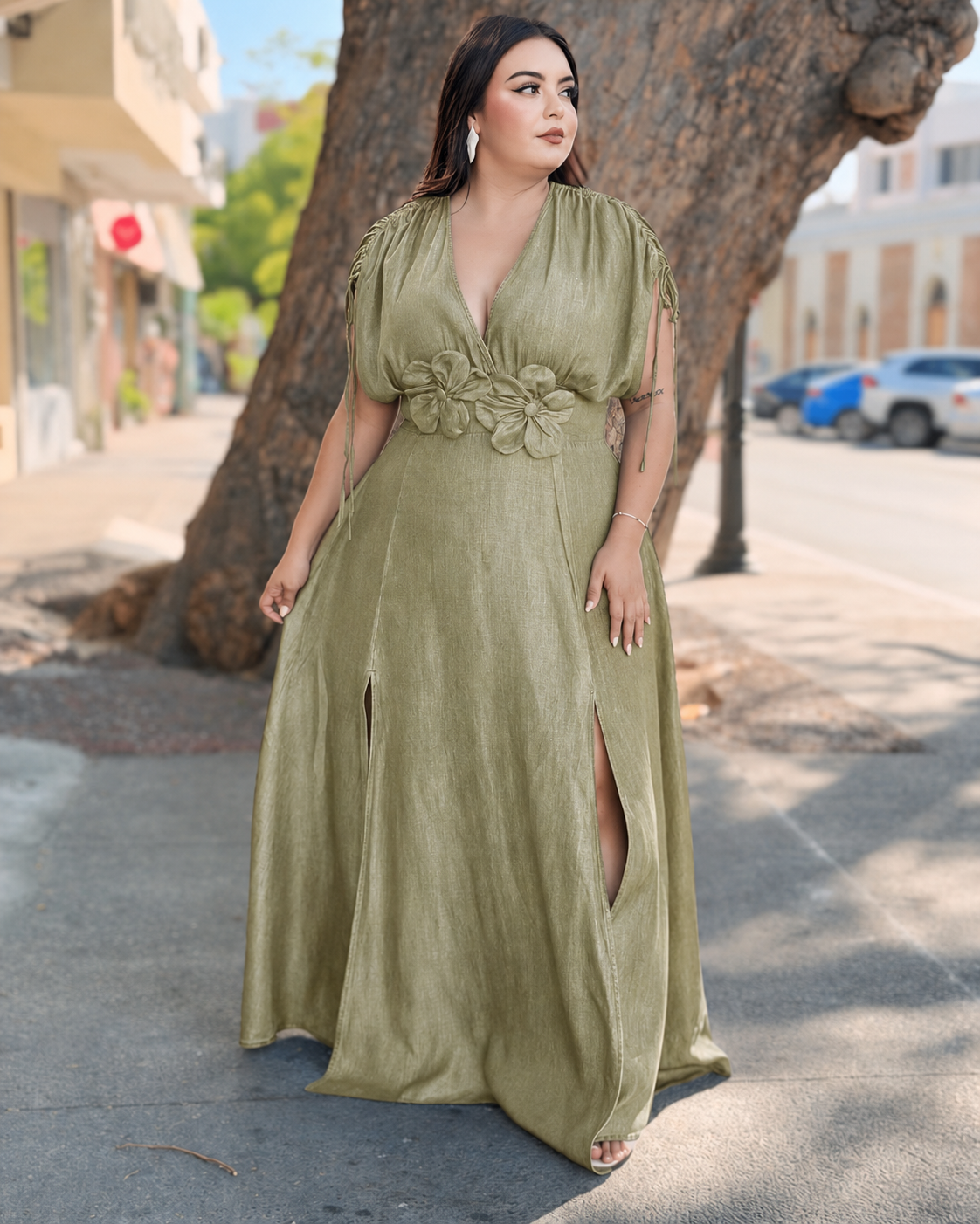 Vestido Flores Olivo