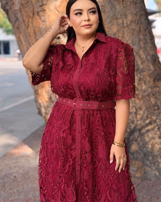 Vestido crochet - vino