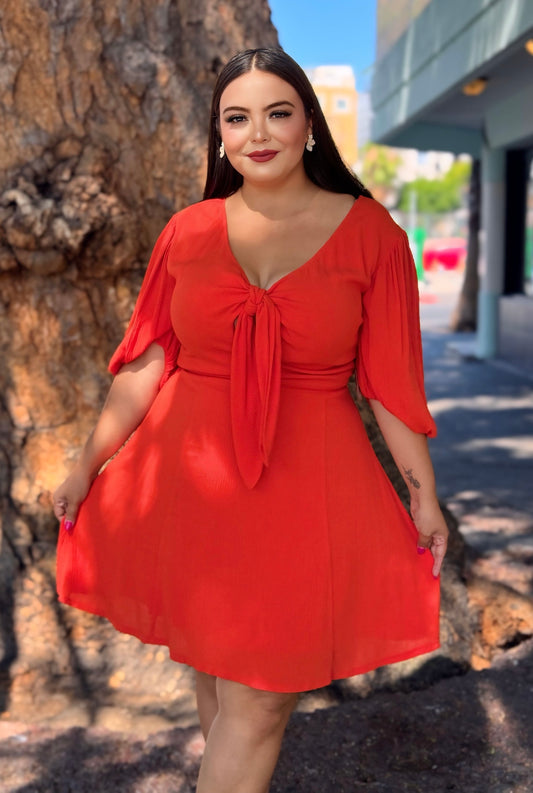Vestido anaranjado amarre