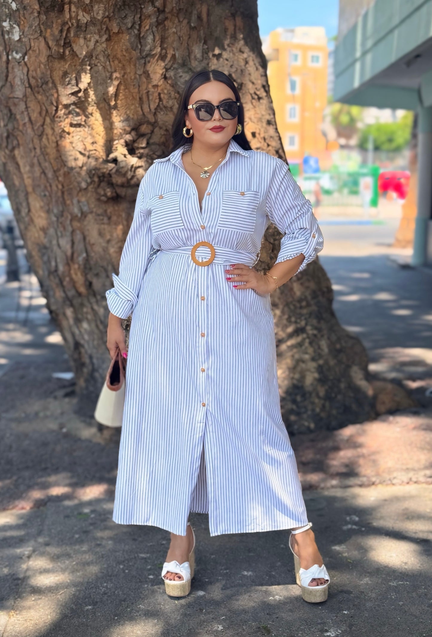 Vestido azul rayas