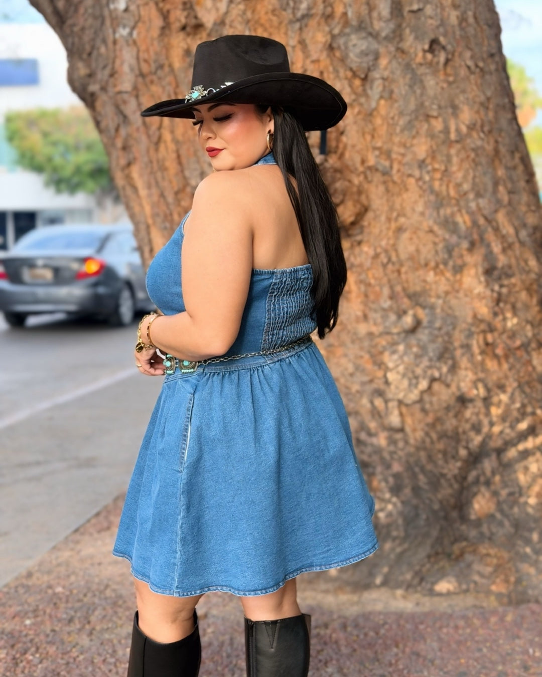 Vestido Halter - mezclilla