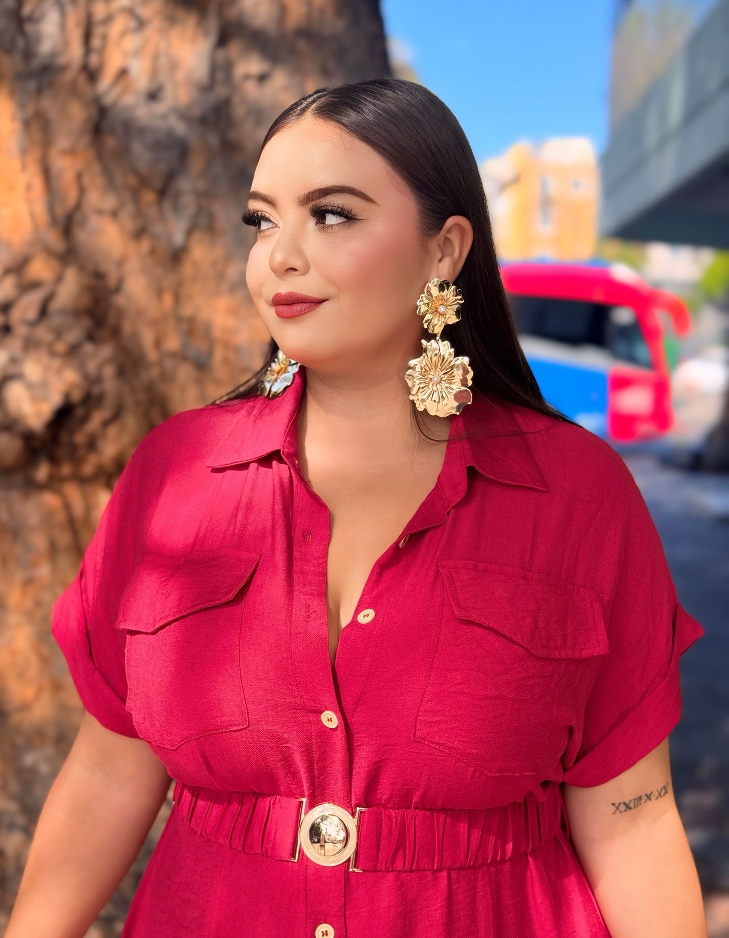 Vestido rojo con cinto