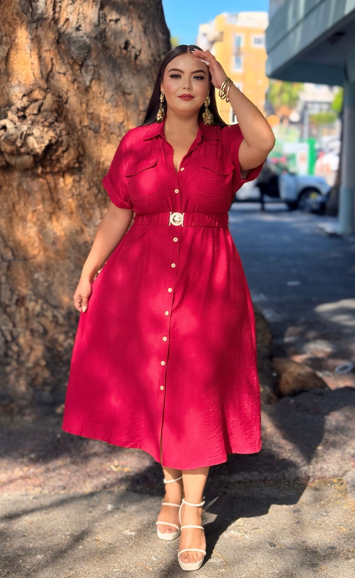 Vestido rojo con cinto