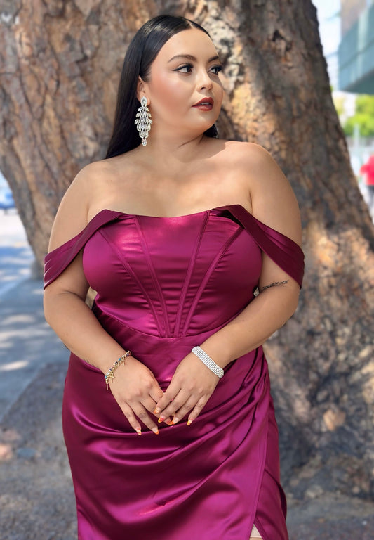 Vestido gala fucsia