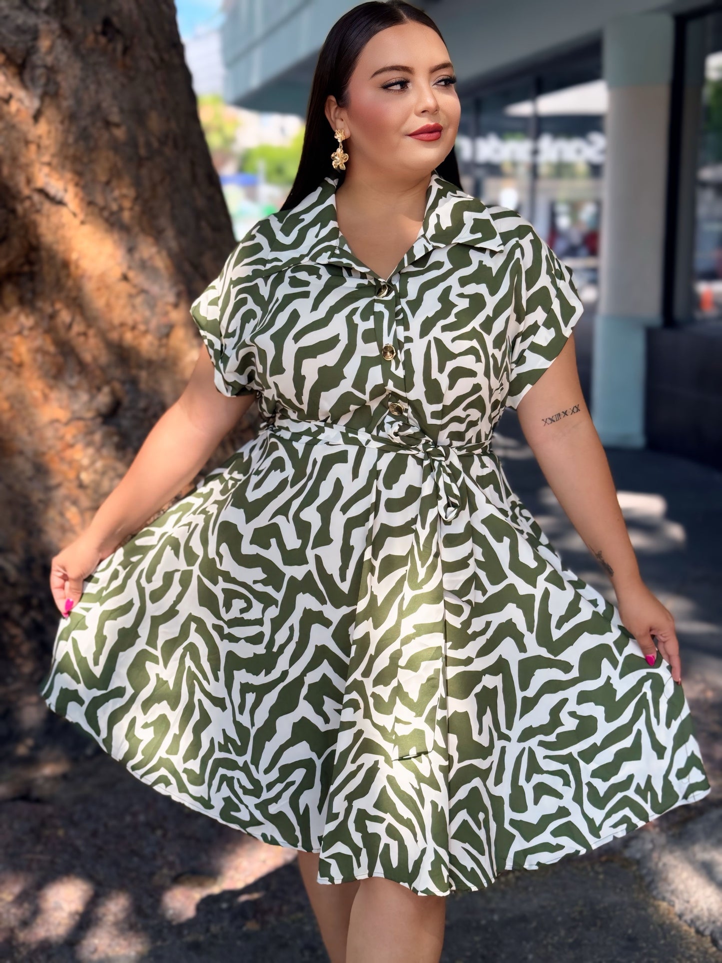 Vestido estampado zebra Olivo