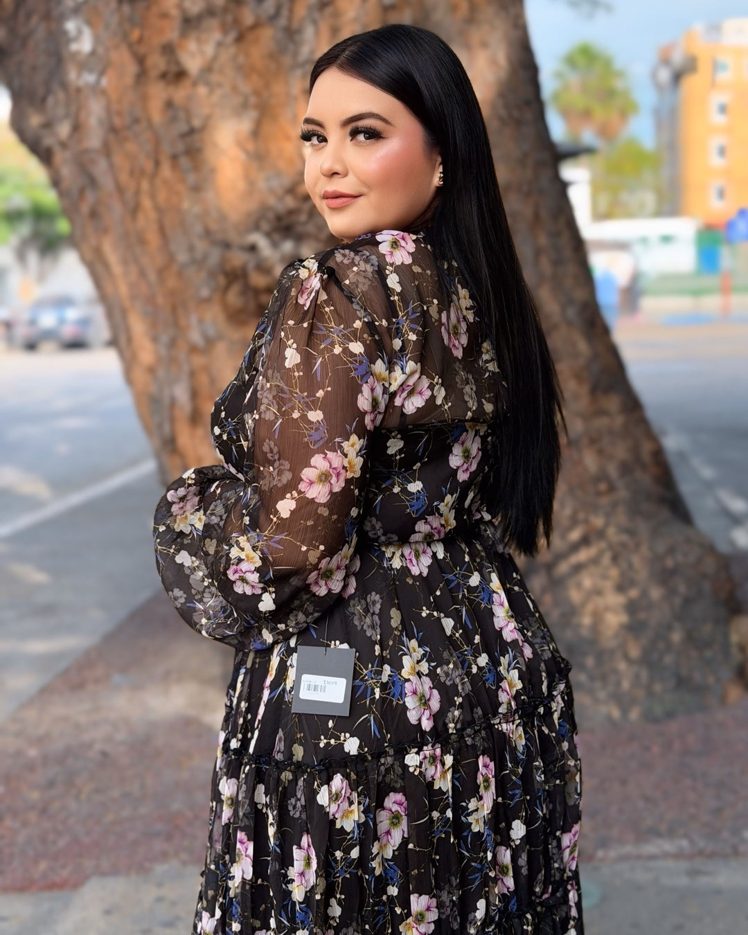 Vestido Flores - negro