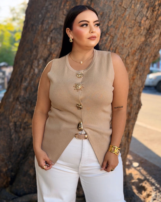 Blusa chaleco - arena