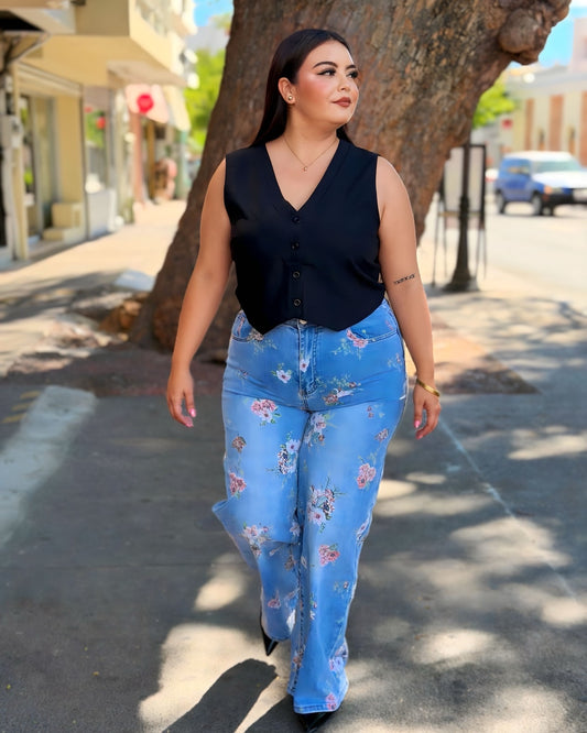 Pantalón mezclilla flores
