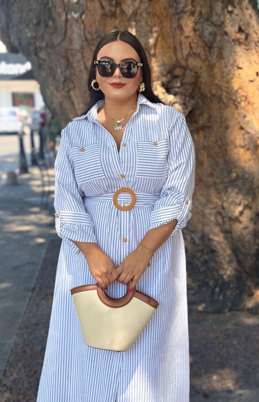 Vestido azul rayas