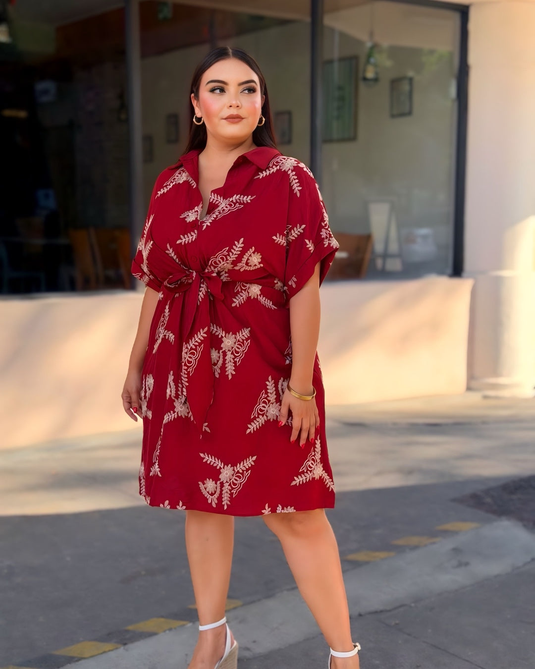 Vestido encaje vino