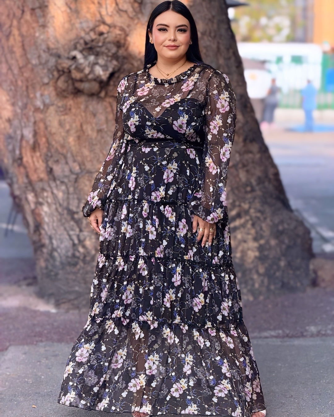 Vestido Flores - negro