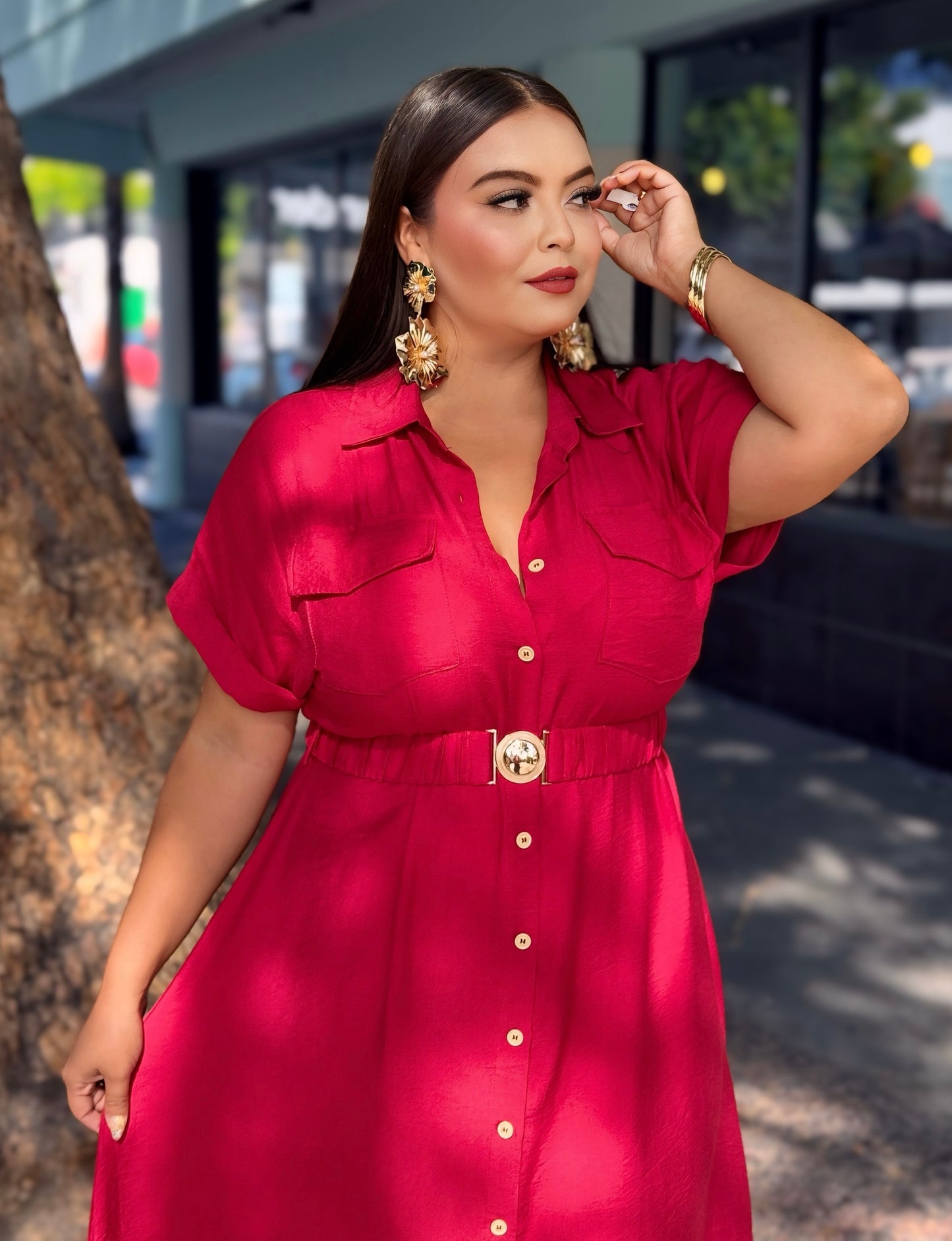 Vestido rojo con cinto