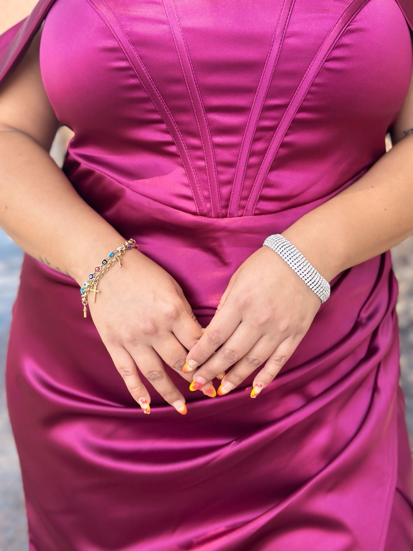 Vestido gala fucsia