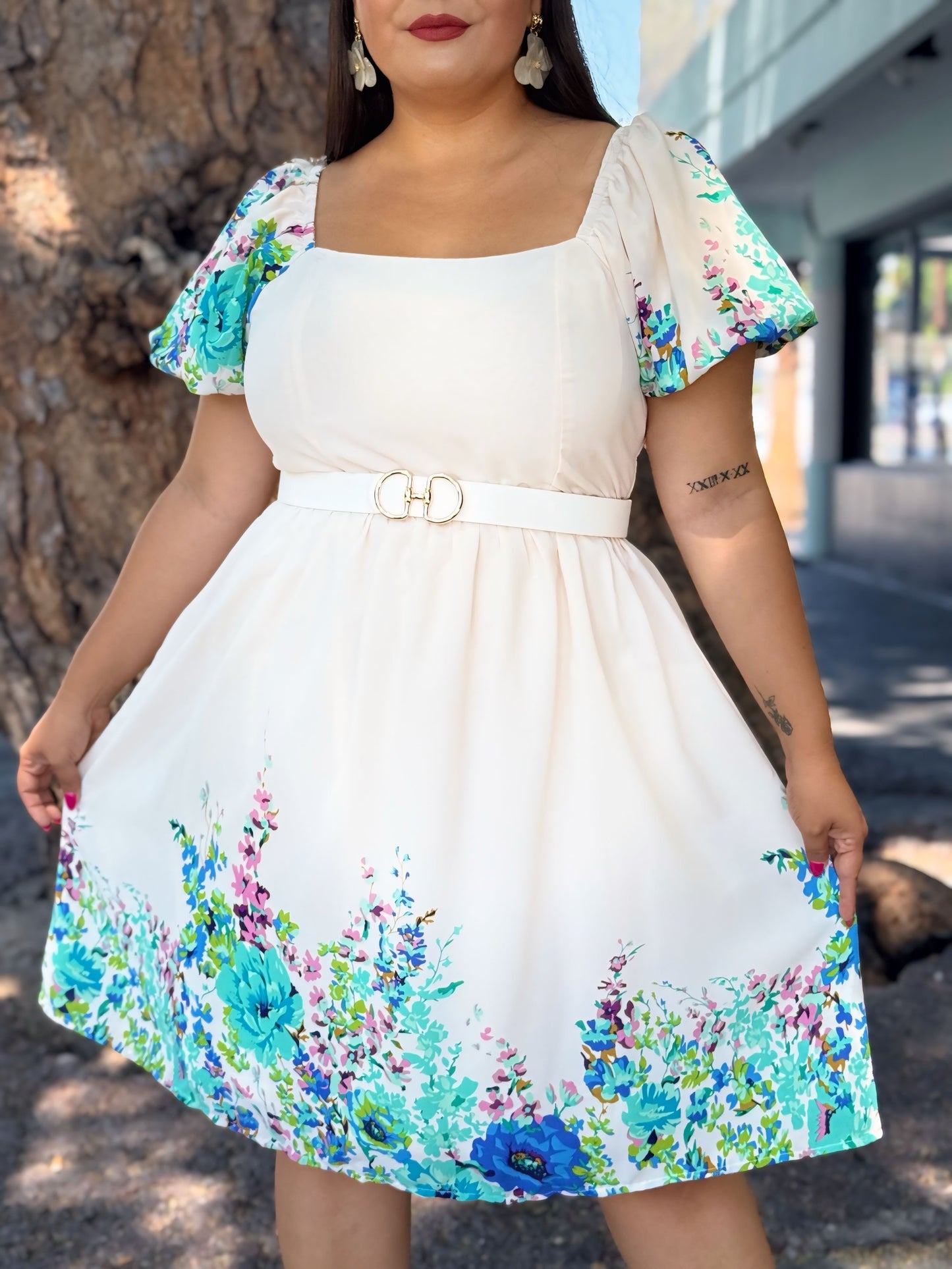 Vestido corto flor azul