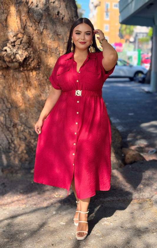 Vestido rojo con cinto