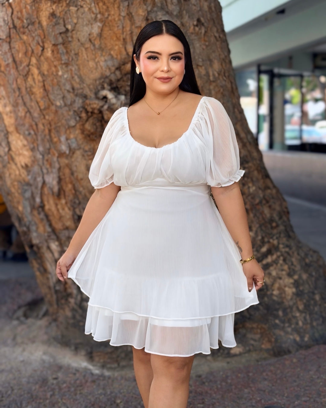 Vestido gasa - blanco