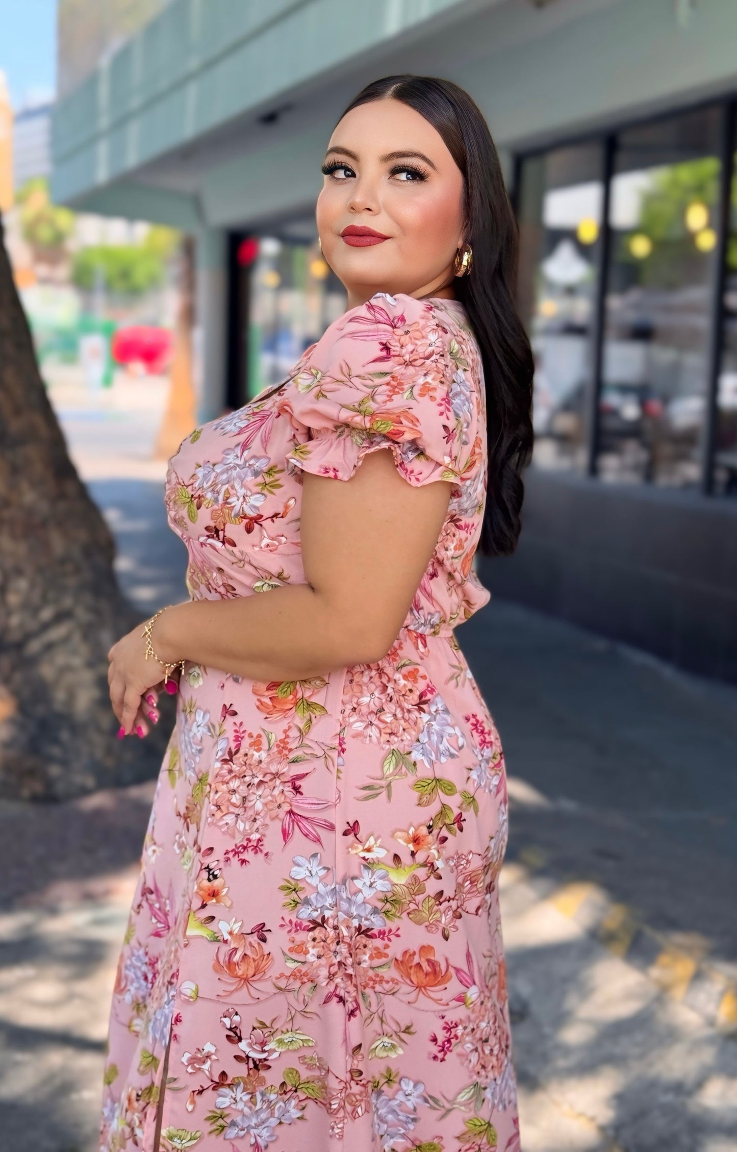Vestido rosa flores