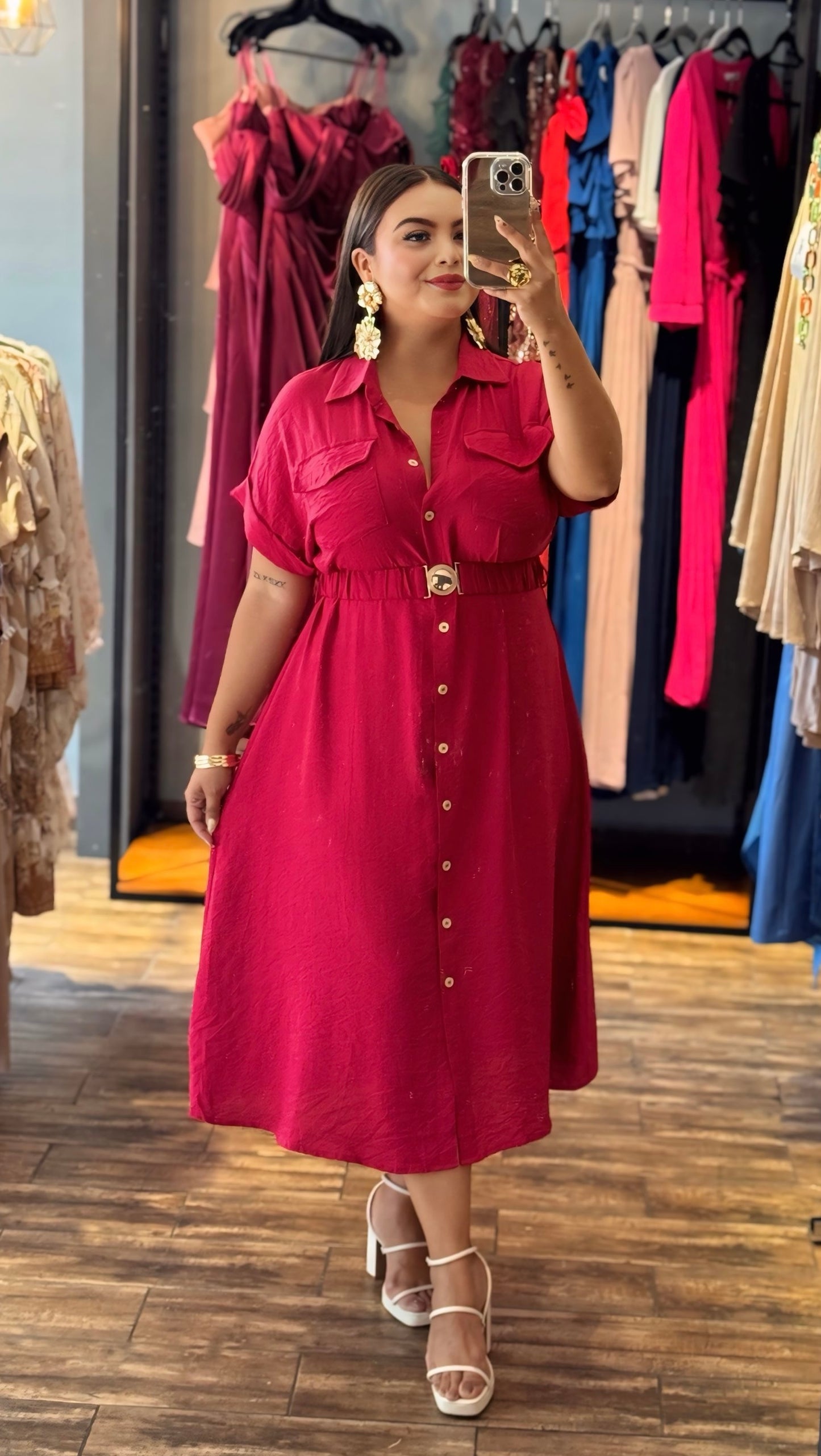 Vestido rojo con cinto