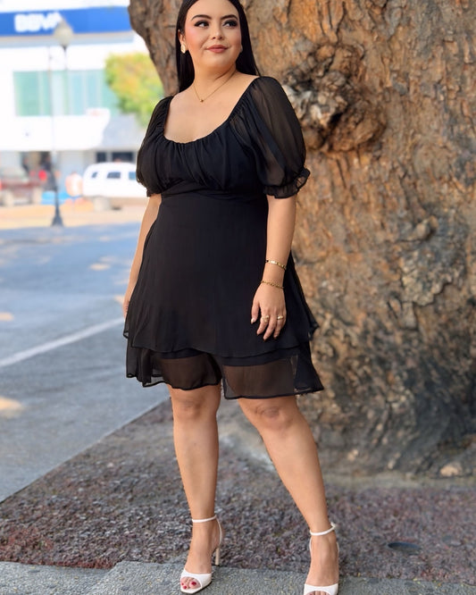 Vestido gasa - Negro