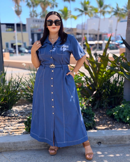 Vestido mezclilla con cinto