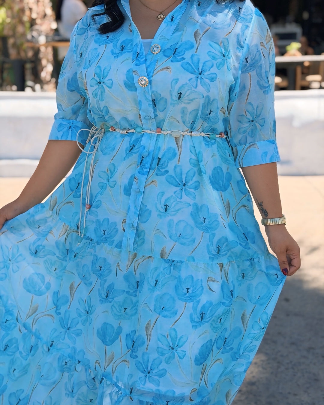 Vestido Flores Azul