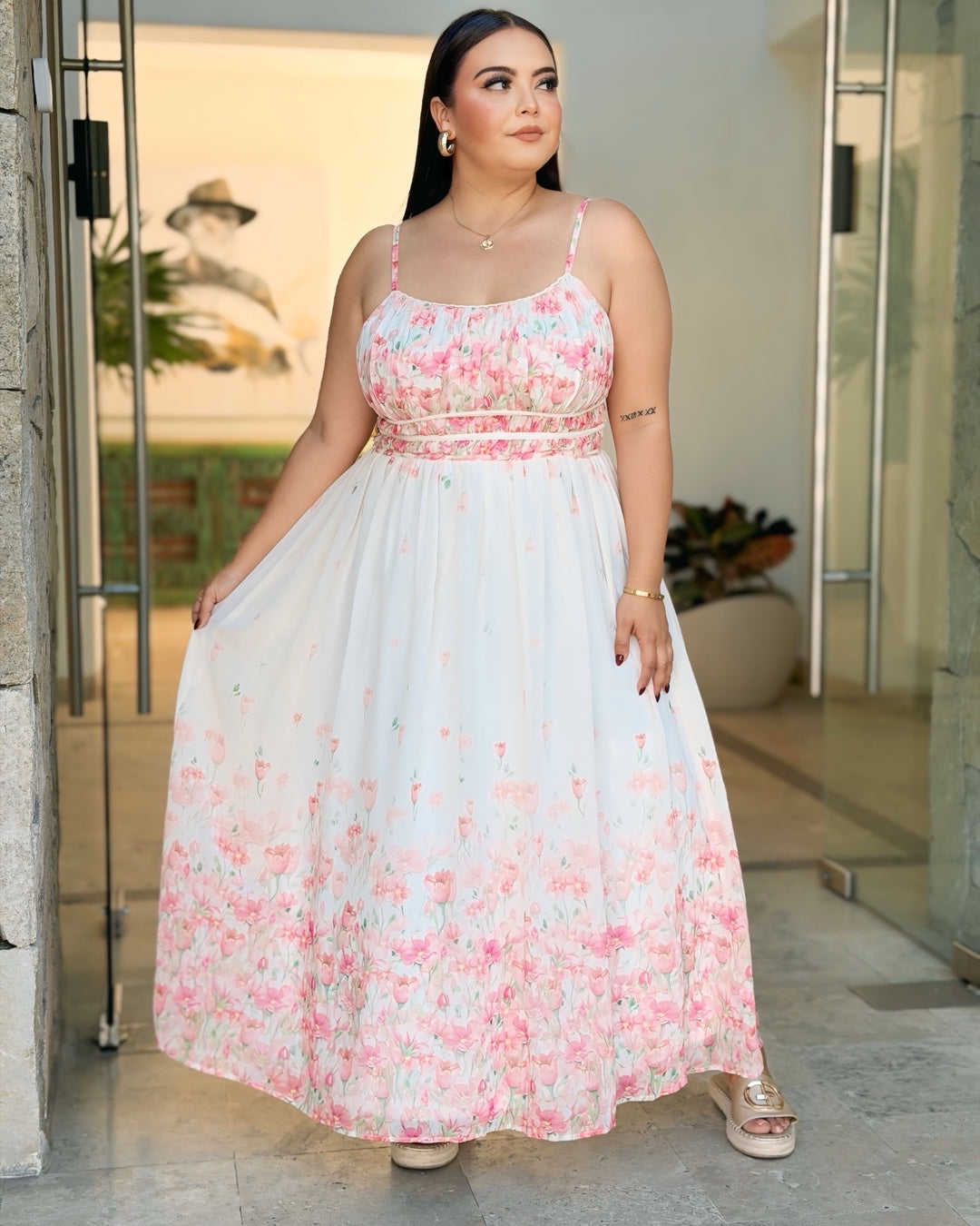 Vestido Flores Rosa