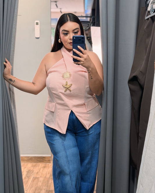 Blusa Halter rosa
