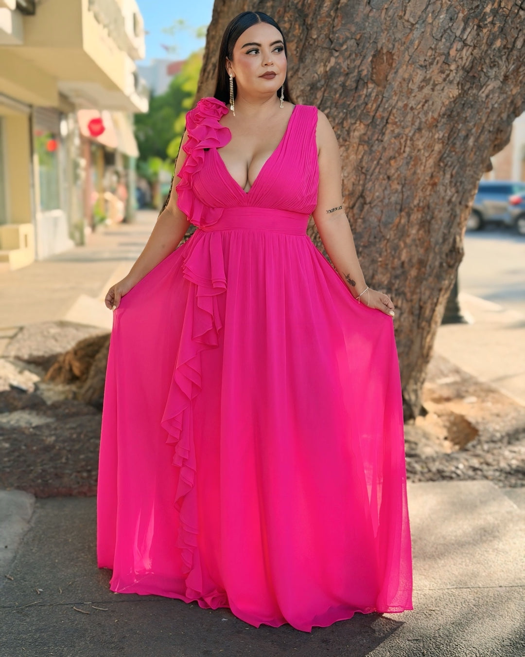 Vestido noche rosa