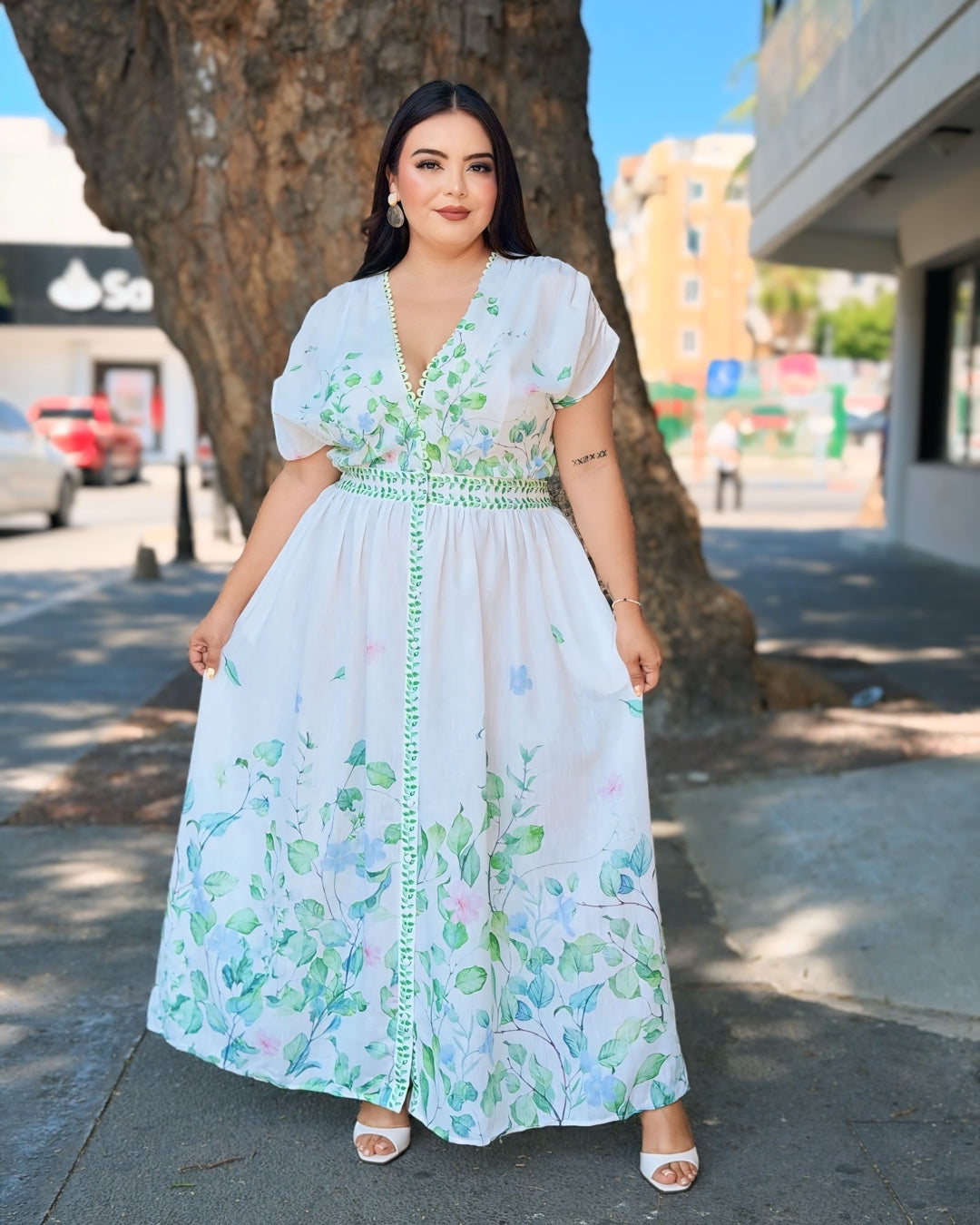 Vestido floral verde