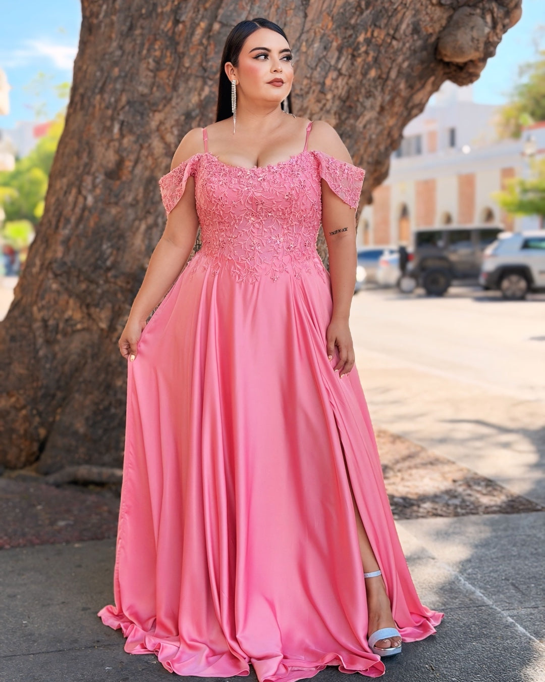 Vestido noche rosa