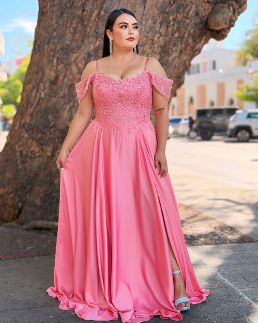 Vestido noche rosa