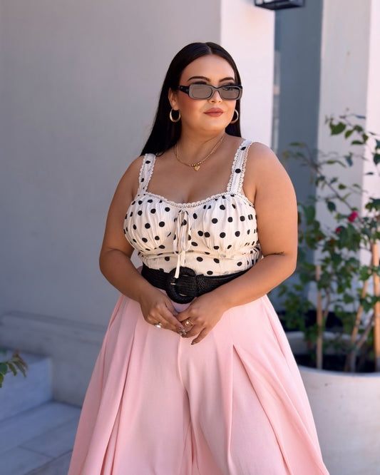 Blusa blanca de lunares